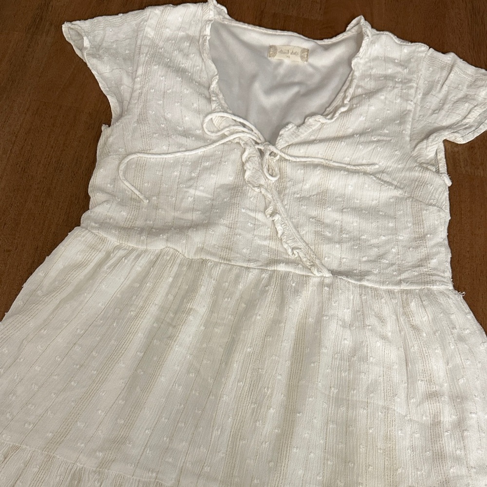 Altar’d State White Flowy Mini Dress Gold Flecks XS - Picture 3 of 4